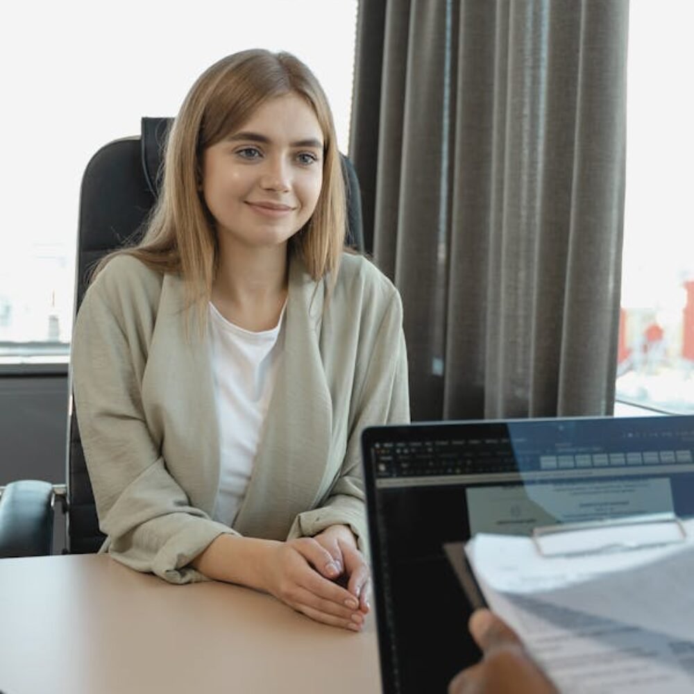 Woman going for a job interview